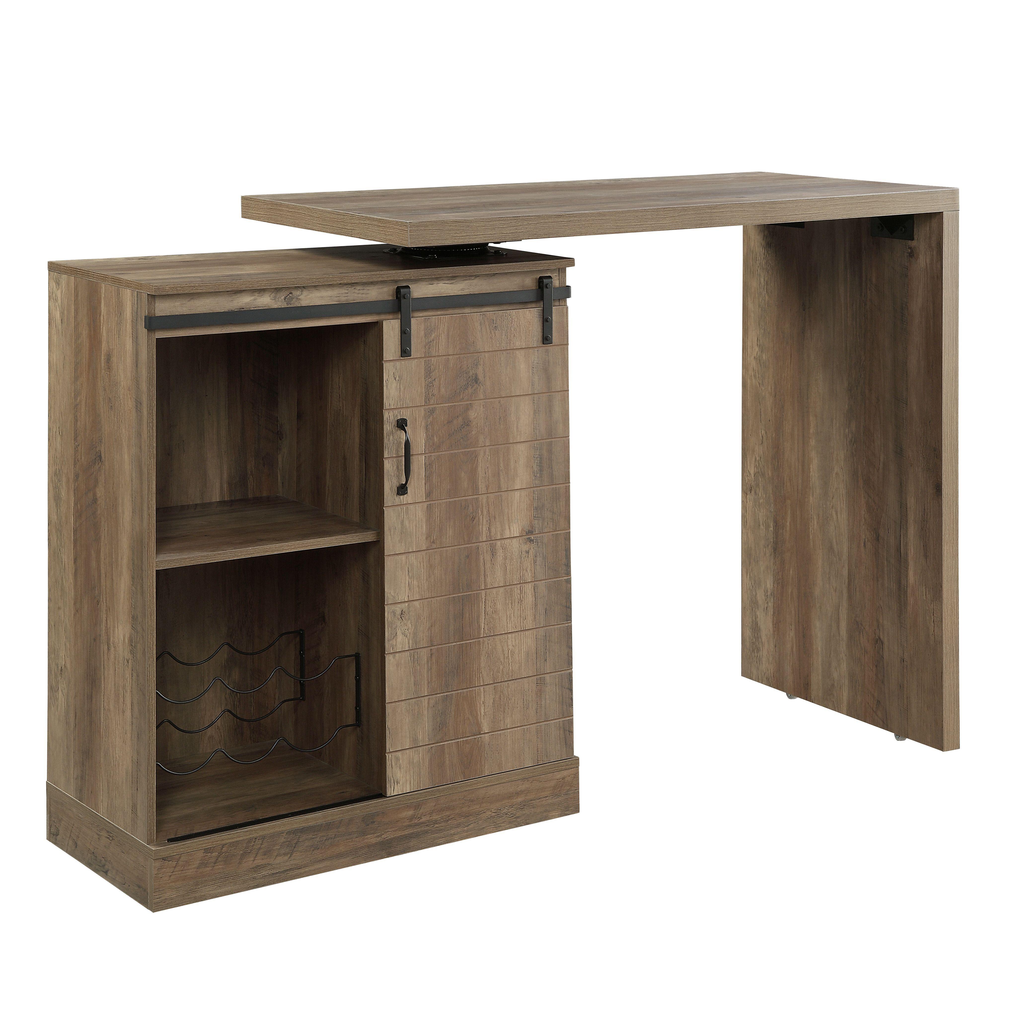 

    
Rustic Oak Bar Table w/ Swivel Table Top by Acme Quillon DN00153
