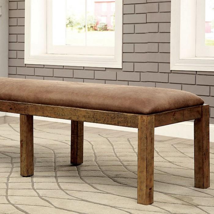 Rustic Dining Bench CM3829BN Gianna CM3829BN in Brown Fabric