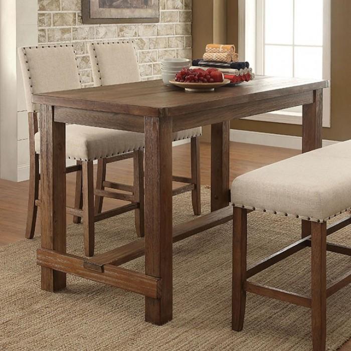 Rustic Counter Height Table CM3324PT Sania CM3324PT in Brown Oak 