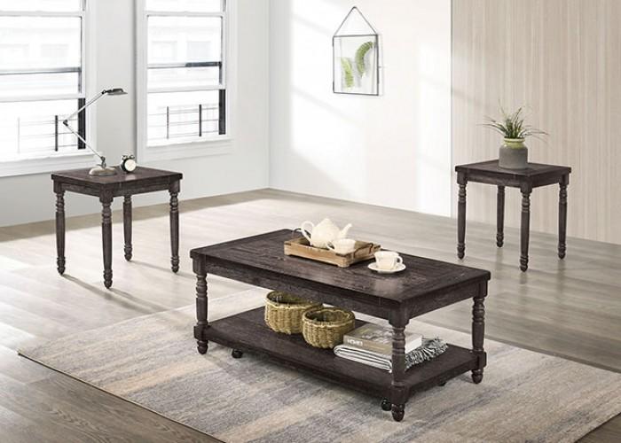 Rustic Coffee Table and 2 End Tables CM4540-3PK Monango CM4540-3PK in Gray 