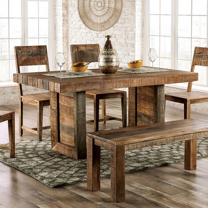 

    
Rustic Weathered Light Natural Mango Hardwood Dining Table Furniture of America FOA51029 Galanthus
