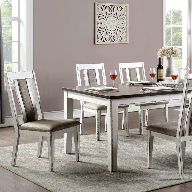 

    
Rustic Weathered White & Dark Walnut Solid Wood Dining Table Furniture of America CM3142T Halsey
