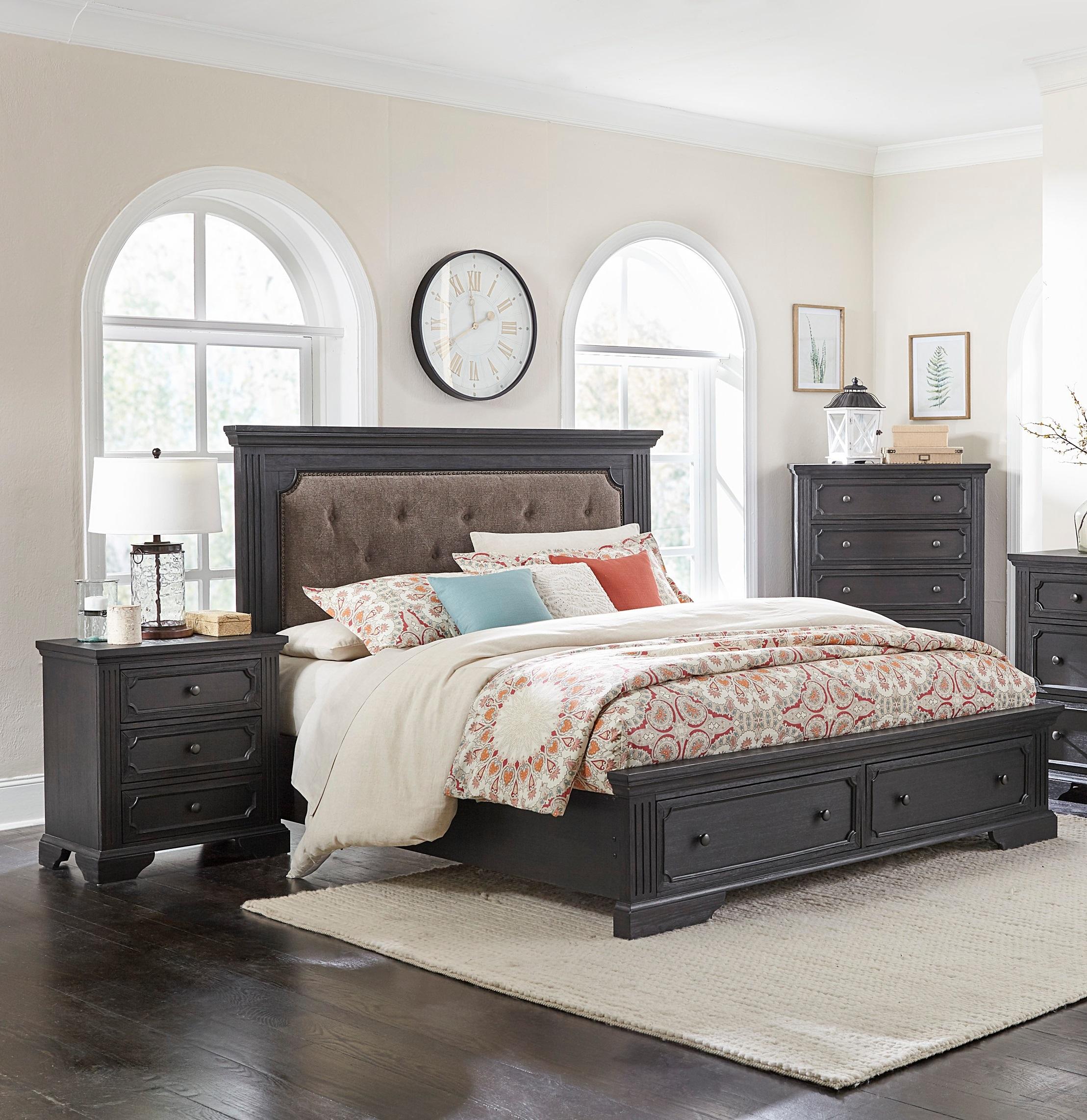 Rustic Bedroom Set 1647-1-3PC Bolingbrook 1647-1-3PC in Charcoal Polyester