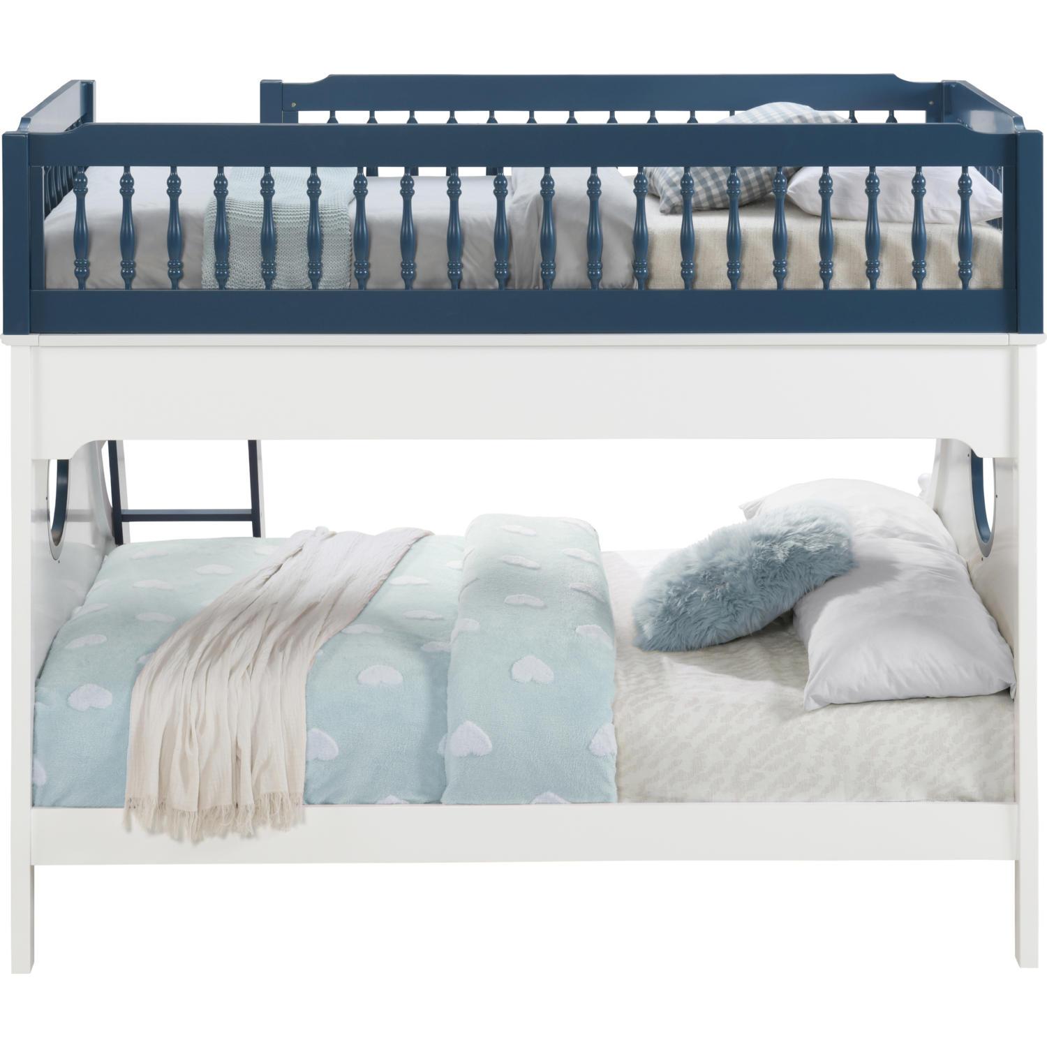 

    
Sailor Style Blue & White Twin/Full Bunk Bed by Acme Farah BD00864
