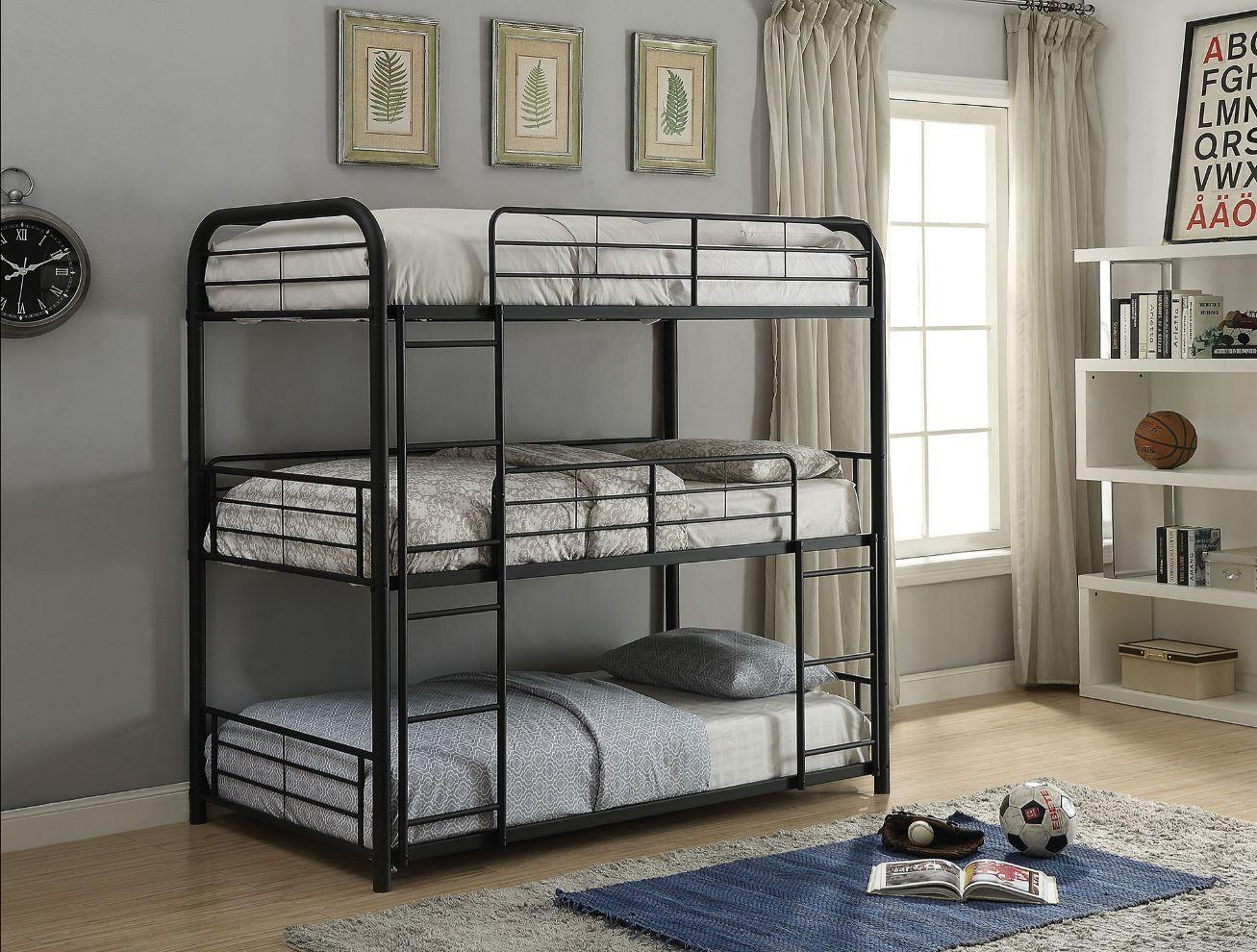 Simple T/t/t triple bunk bed Cairo 37335 in Black 