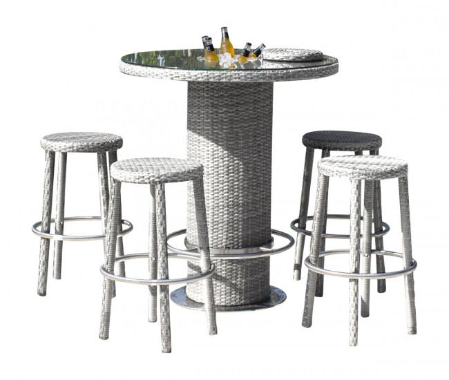Contemporary Outdoor Bar Furniture Santorini 895-2166-WW-5PB in whitewash 