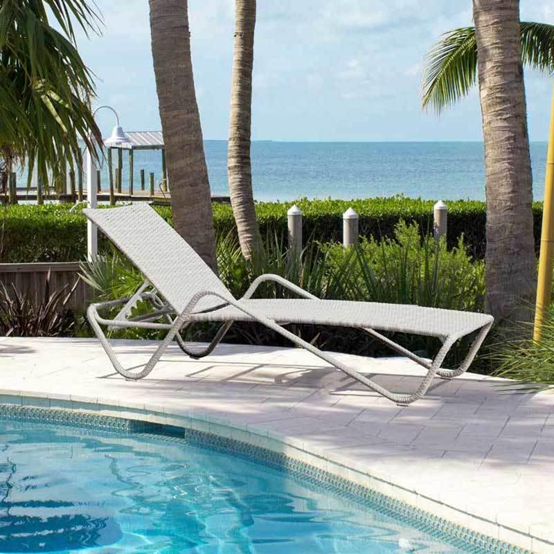Contemporary Outdoor Chaise Lounger Santorini 895-1347-WW-CL in whitewash 