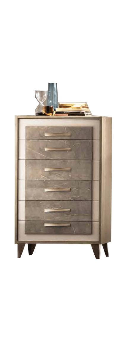 

    
Shiny Gray Marble-finish 6 Drawer Chest ARREDOAMBRA ESF Modern Made in Italy
