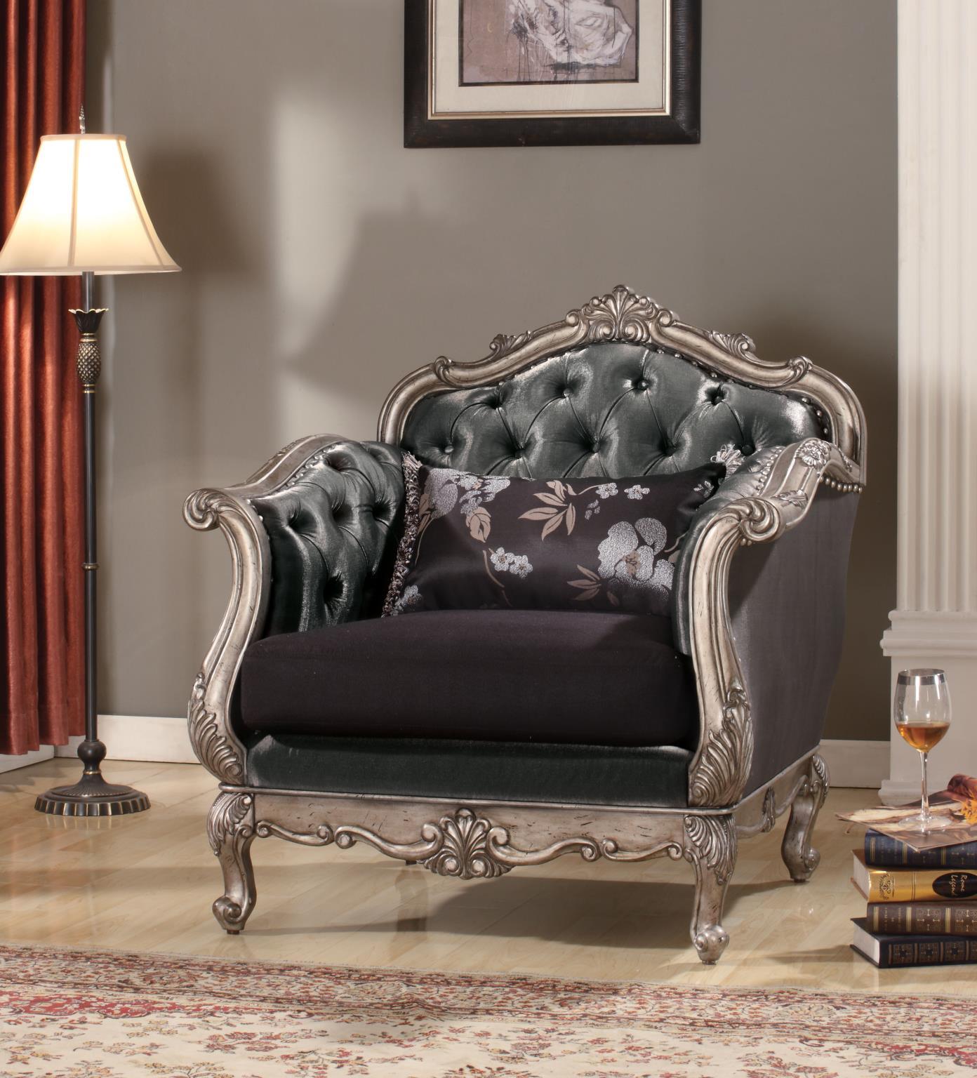 

    
Silver Gray & Antique Platinum Arm Chair Traditional Acme 51542 Chantelle
