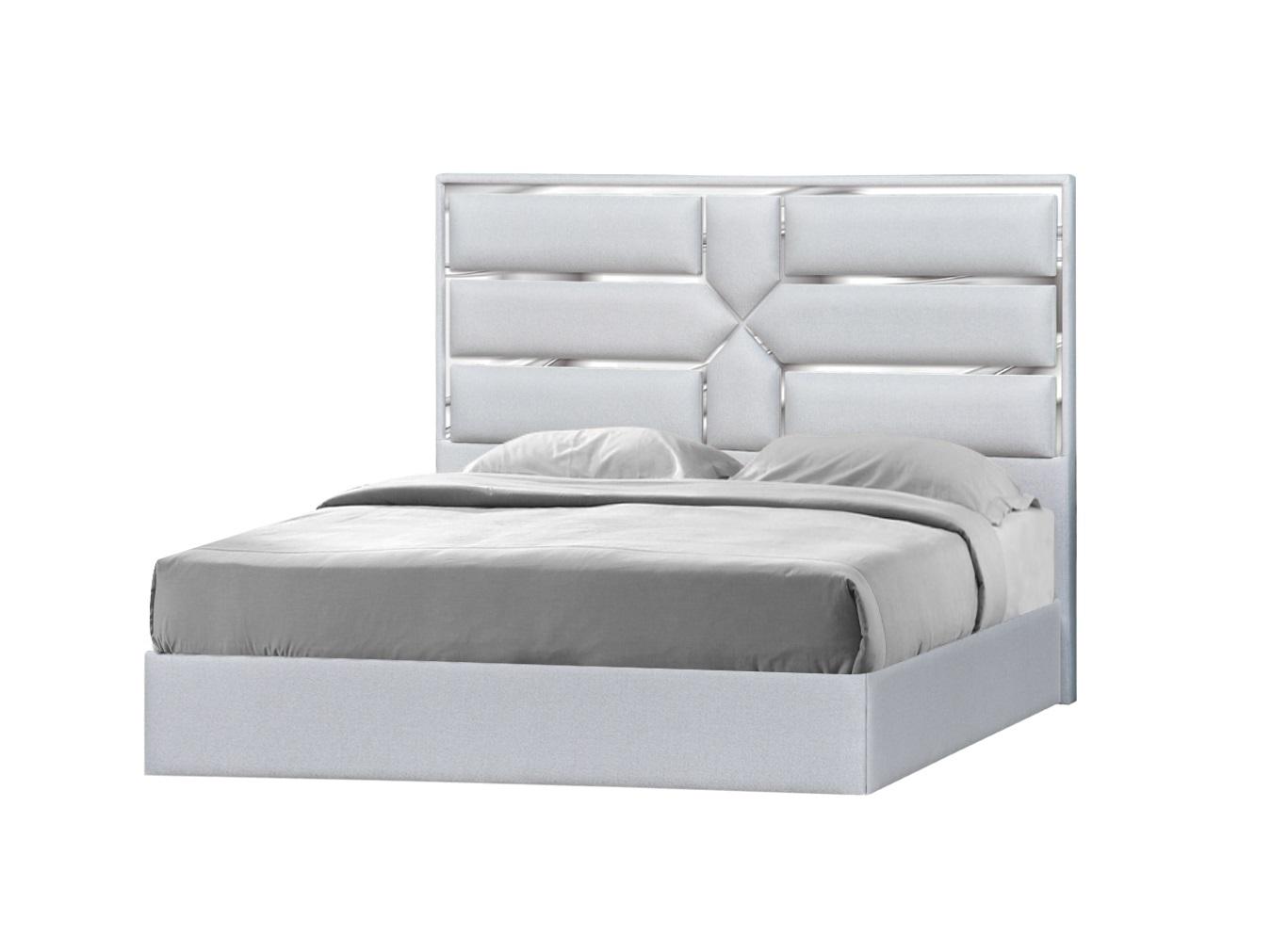 Contemporary Platform Bed Da Vinci SKU 18731-Q-Bed in Light Grey Fabric