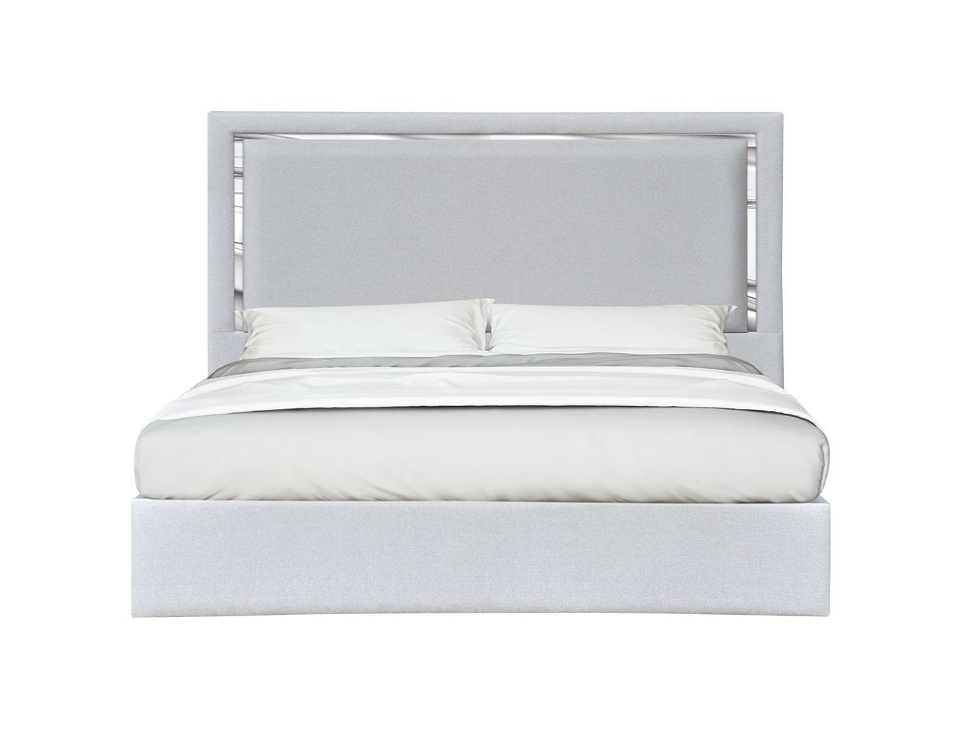 

    
Silver Grey Woven Canvas Fabric Queen Platform Bed Contemporary J&M Monet
