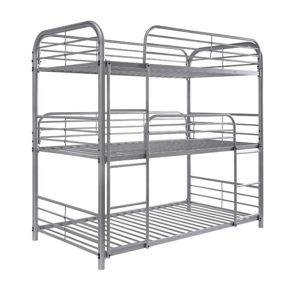 

    
Silver Triple Bunk Bed - Twin by Acme Cairo 38100
