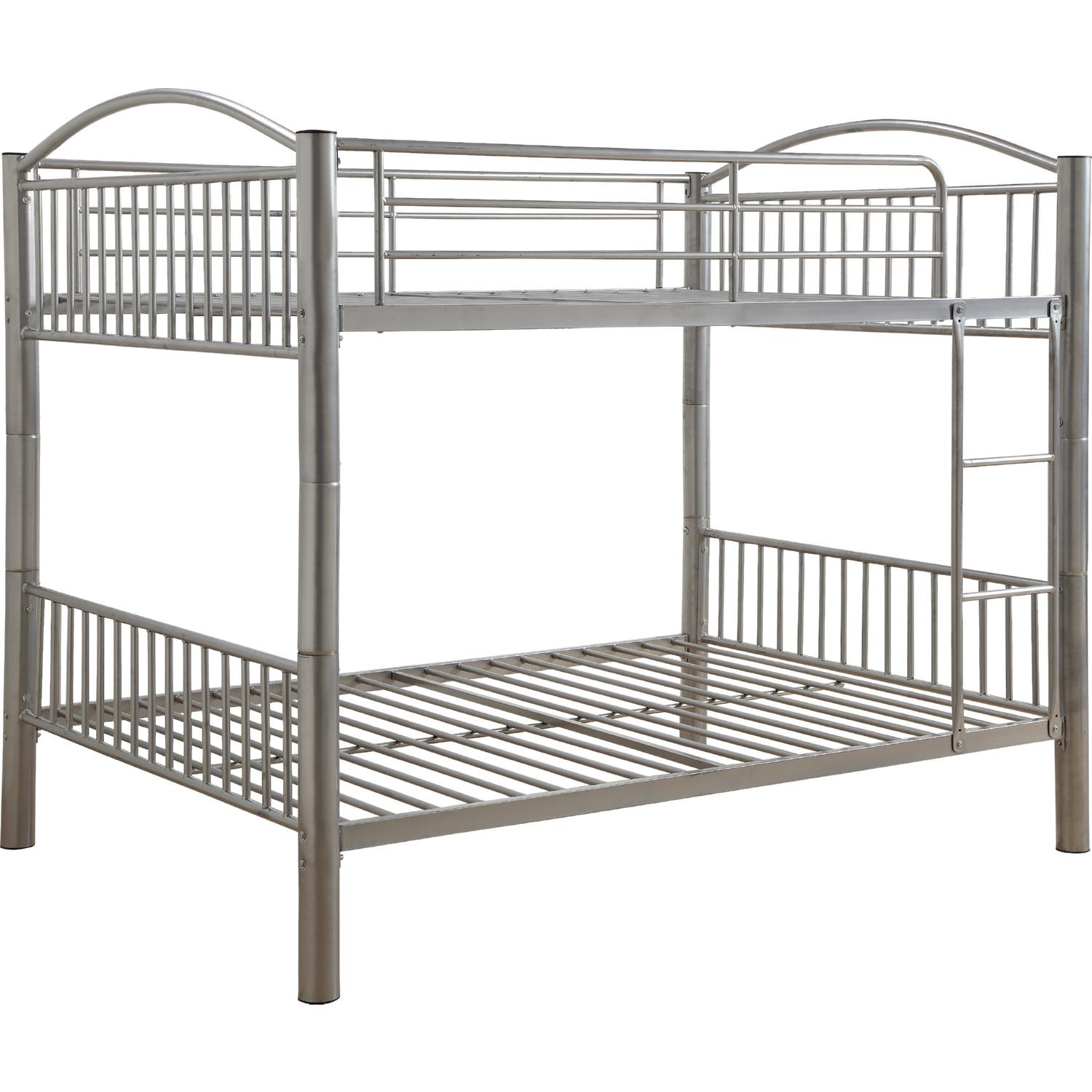 

    
Simple Silver Convertible Full/Full Bunk Bed by Acme Cayelynn 37390SI
