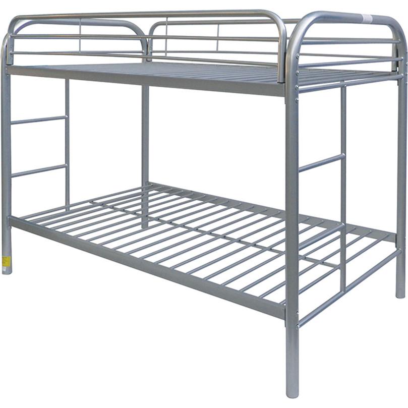 Transitional, Simple Twin/Twin Bunk Bed Thomas 02188SI in Silver 