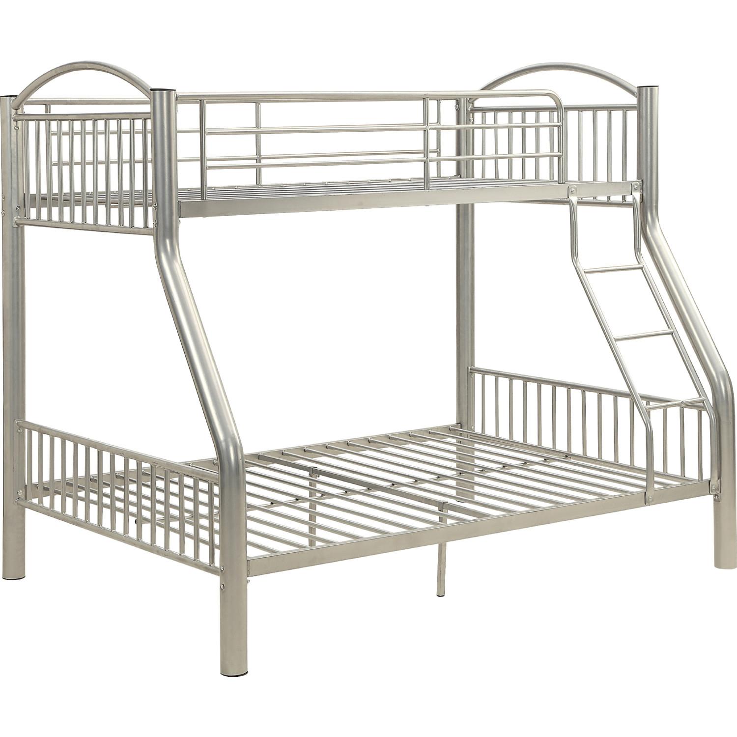 Simple Twin/Full Bunk Bed Cayelynn 37380SI in Silver 