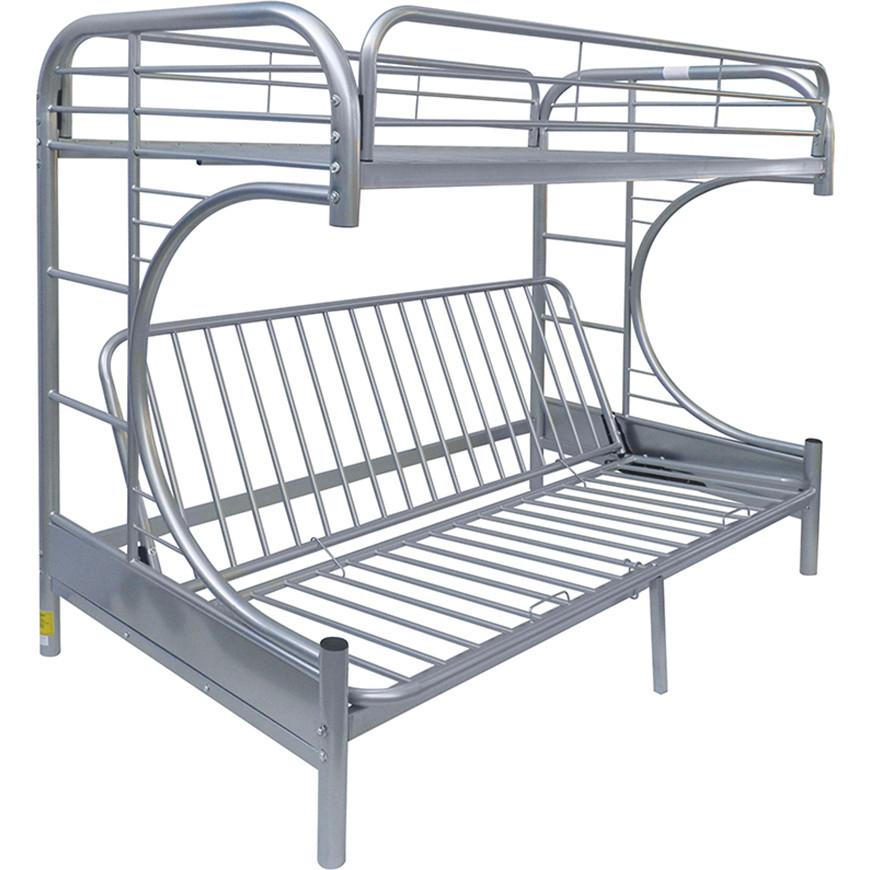 Transitional, Simple Twin/Full/Futon Bunk Bed Eclipse 02091W-SI in Silver 