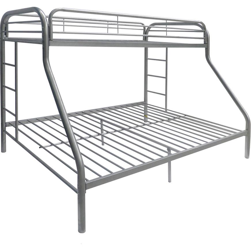 Transitional, Simple Twin/Full Bunk Bed Tritan 02053SI in Silver 