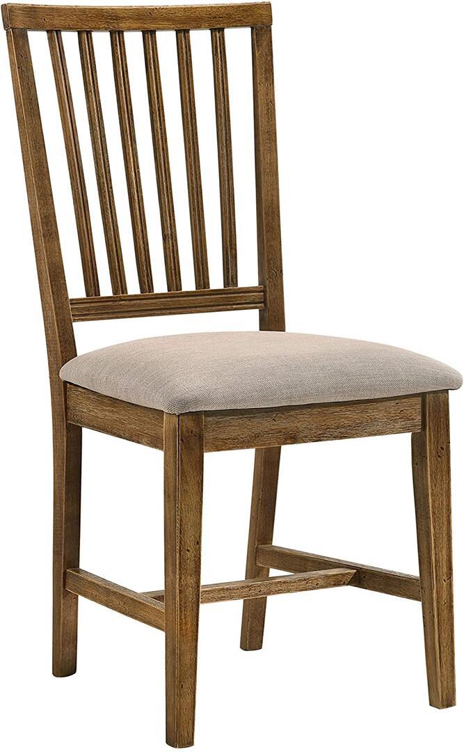 

    
Simple Tan Linen & Weathered Oak 2x Dining Chairs by Acme Wallace II 72312-2pcs
