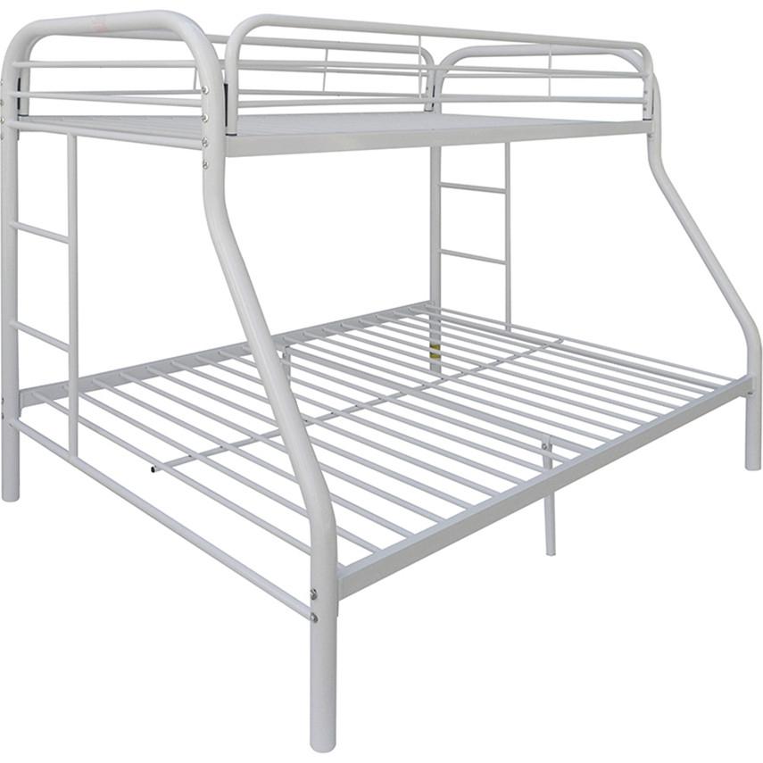 Transitional, Simple Twin/Full Bunk Bed Tritan 02053WH in White 