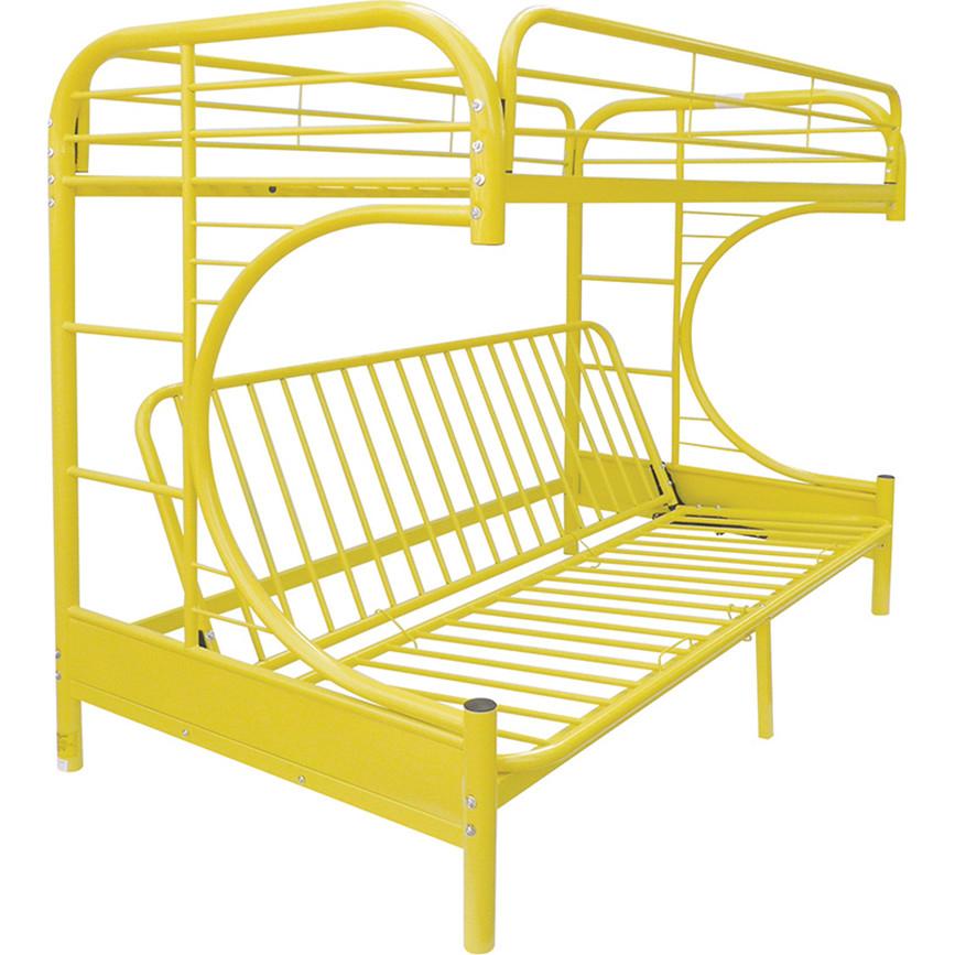 Transitional, Simple Twin/Full/Futon Bunk Bed Eclipse 02091W-YL in Yellow 