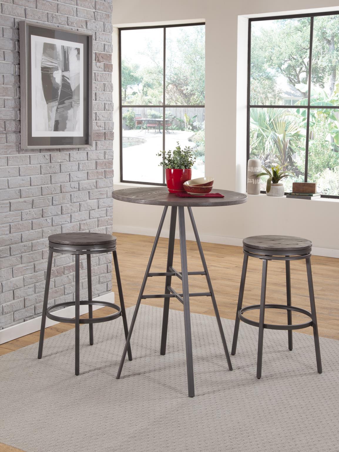 

    
Slate Gray & Dark Driftwood Gray Pub Height Table Set 3Pcs CHESSON American Woodcrafters
