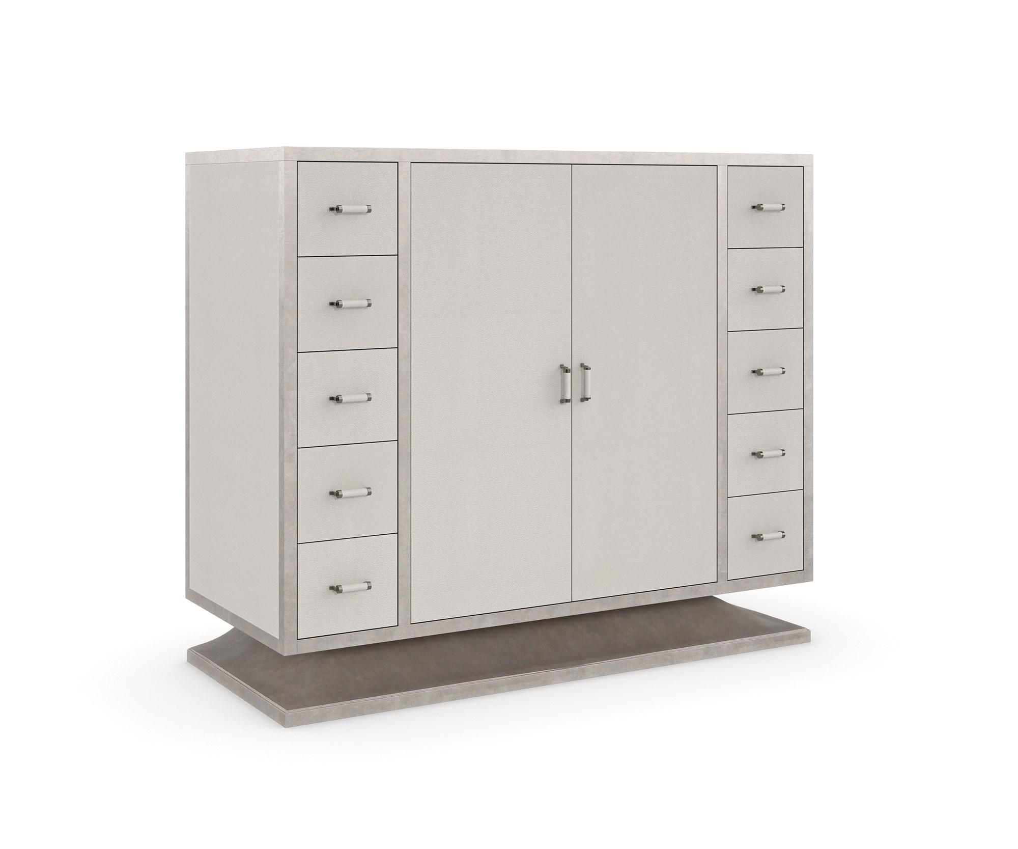 Modern Cabinet WHAT'S IN STORE? CLA-021-463 in Pearl, Gray Faux Leather