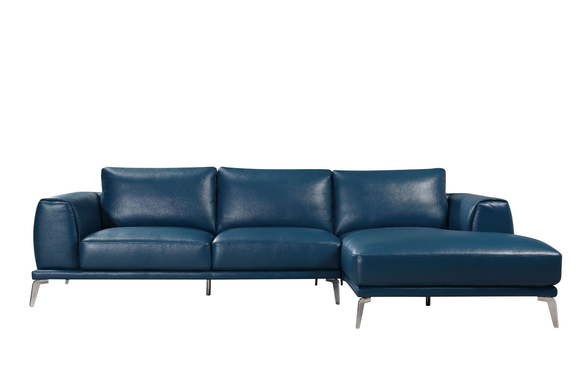 

    
Modern Blue Bonded Leather Sectional Sofa Right Facing Chaise Soflex Pittsburgh

