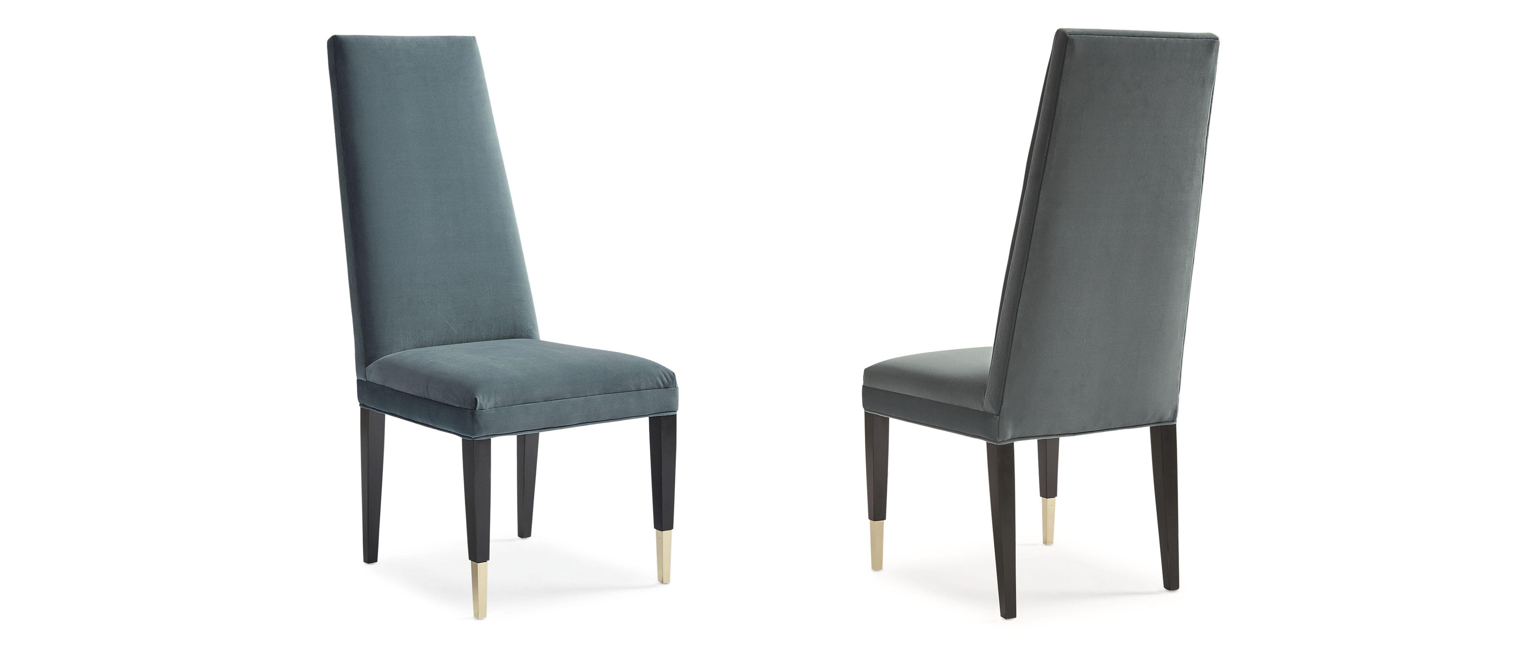 Modern Dining Chair Set THE MASTERS DINING SIDE CHAIR SIG-017-283-Set-2 in Teal, Gold Velvet
