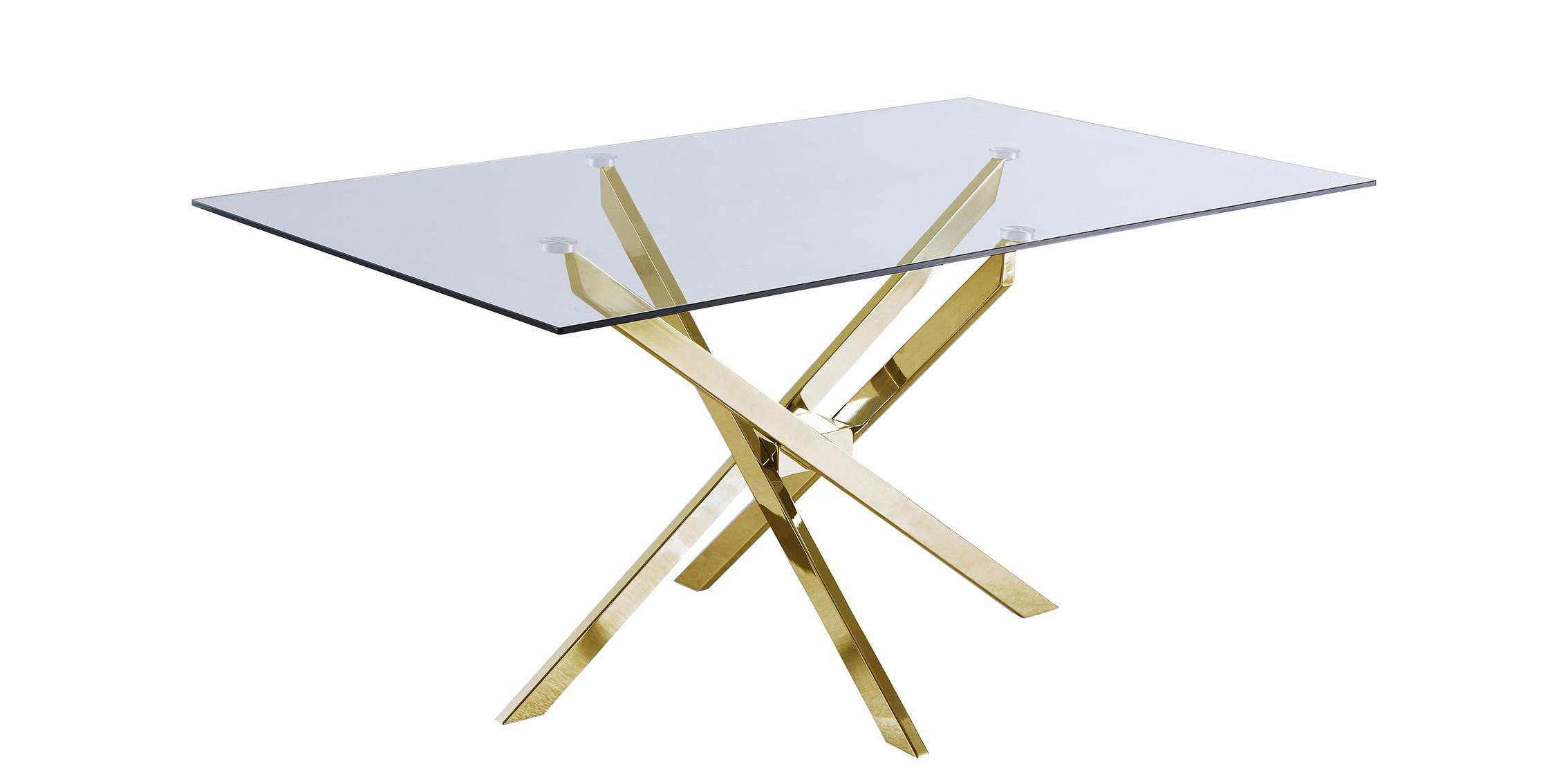 

    
Tempered Glass Top & Gold Metal Base Dining Table XANDER 902-T Meridian Modern
