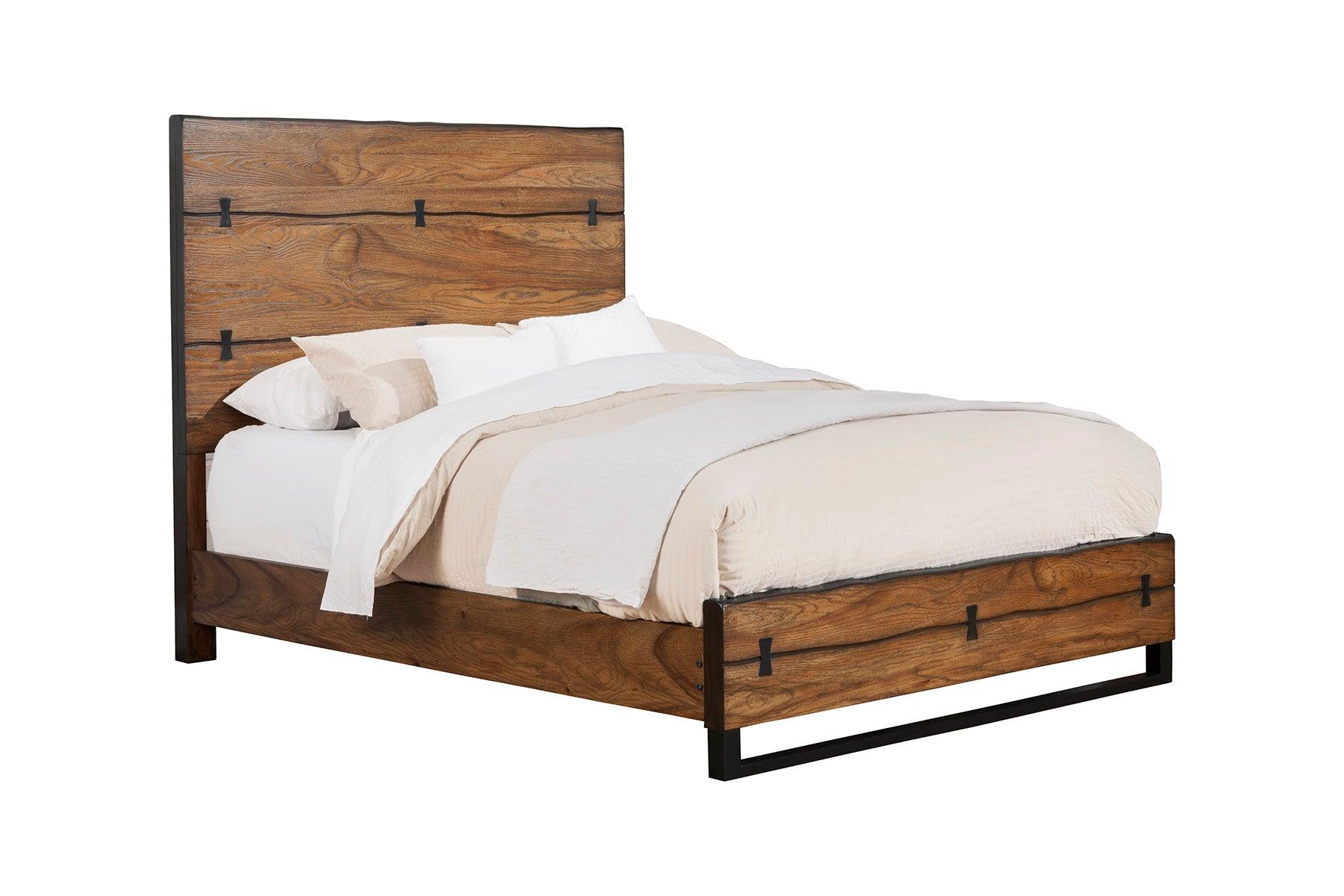 Modern, Rustic Panel Bed LIVE EDGE 5200-07CK in Tobacco 