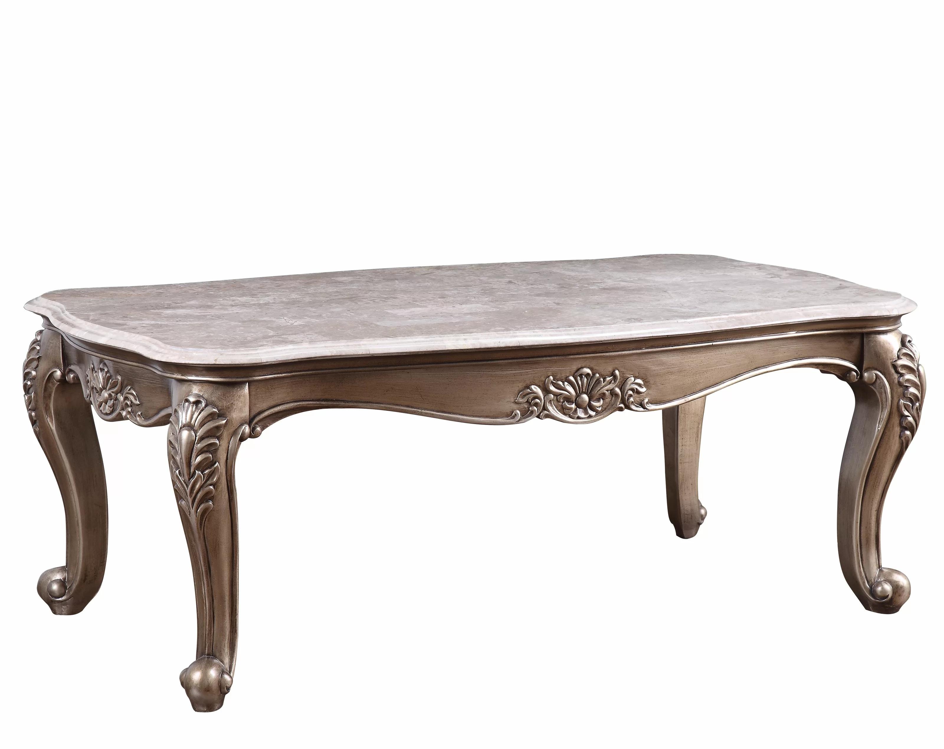 

    
Traditional Beige Marble & Champagne Coffee Table by Acme Jayceon 84865
