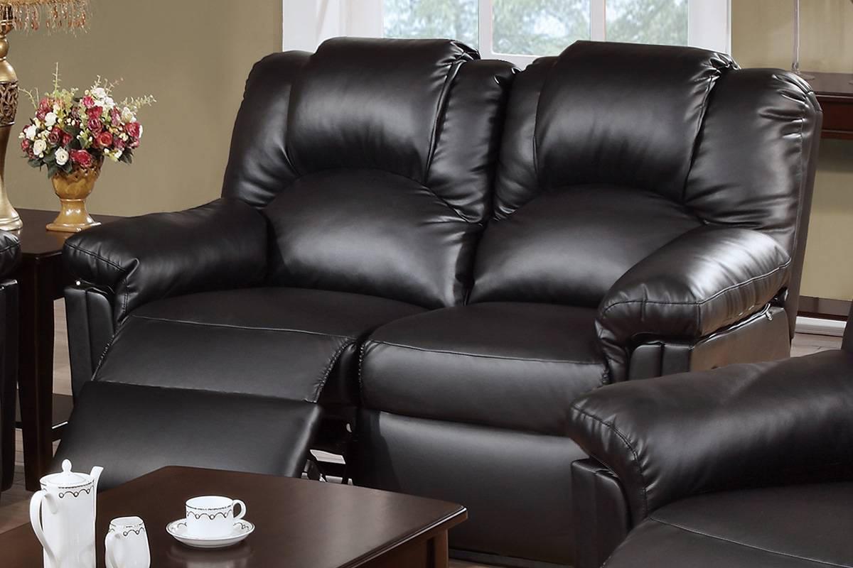 

    
Black Bonded Leather Motion Loveseat F6671 Poundex Contemporary
