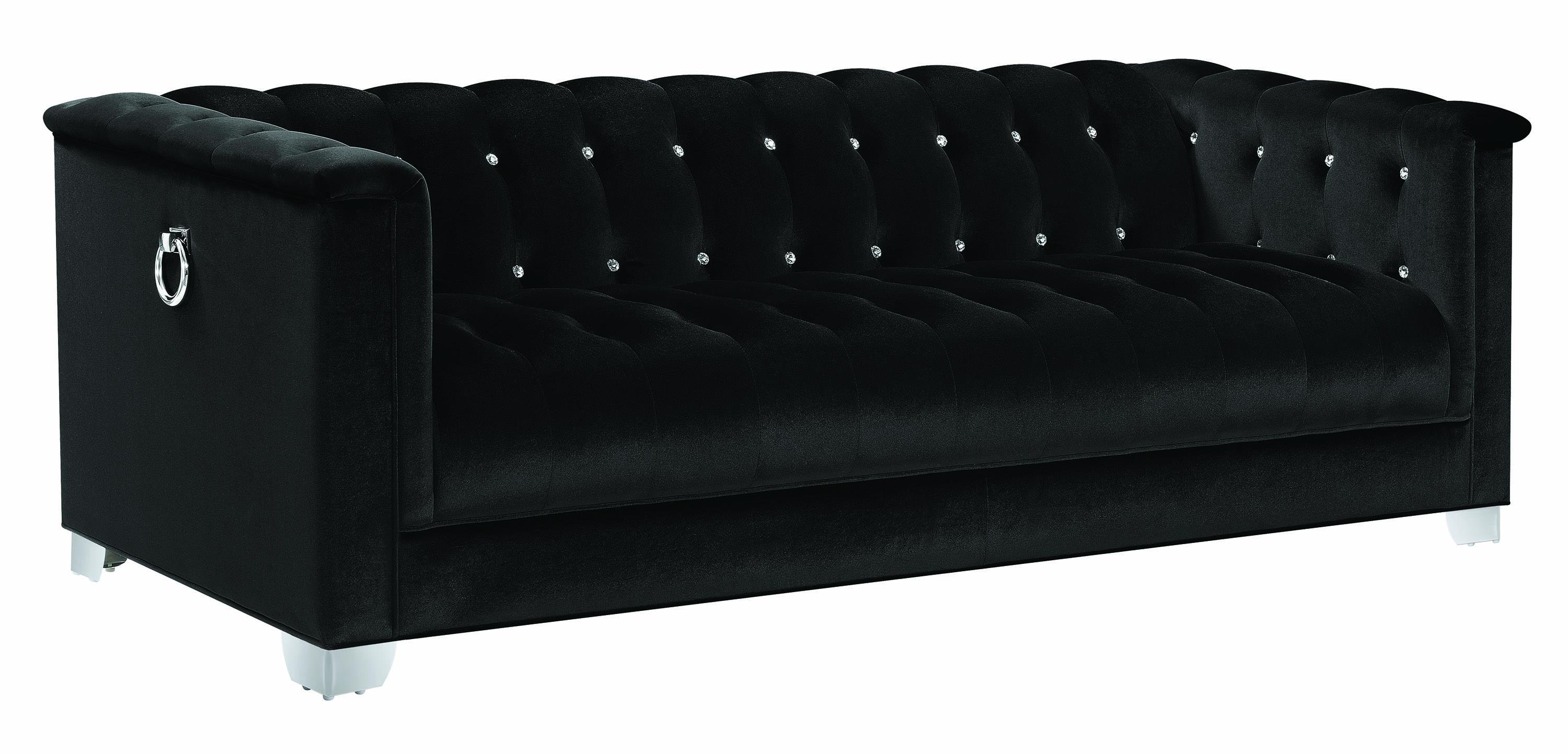 Traditional Tufted sofa Chaviano 505395 in Black Fabric