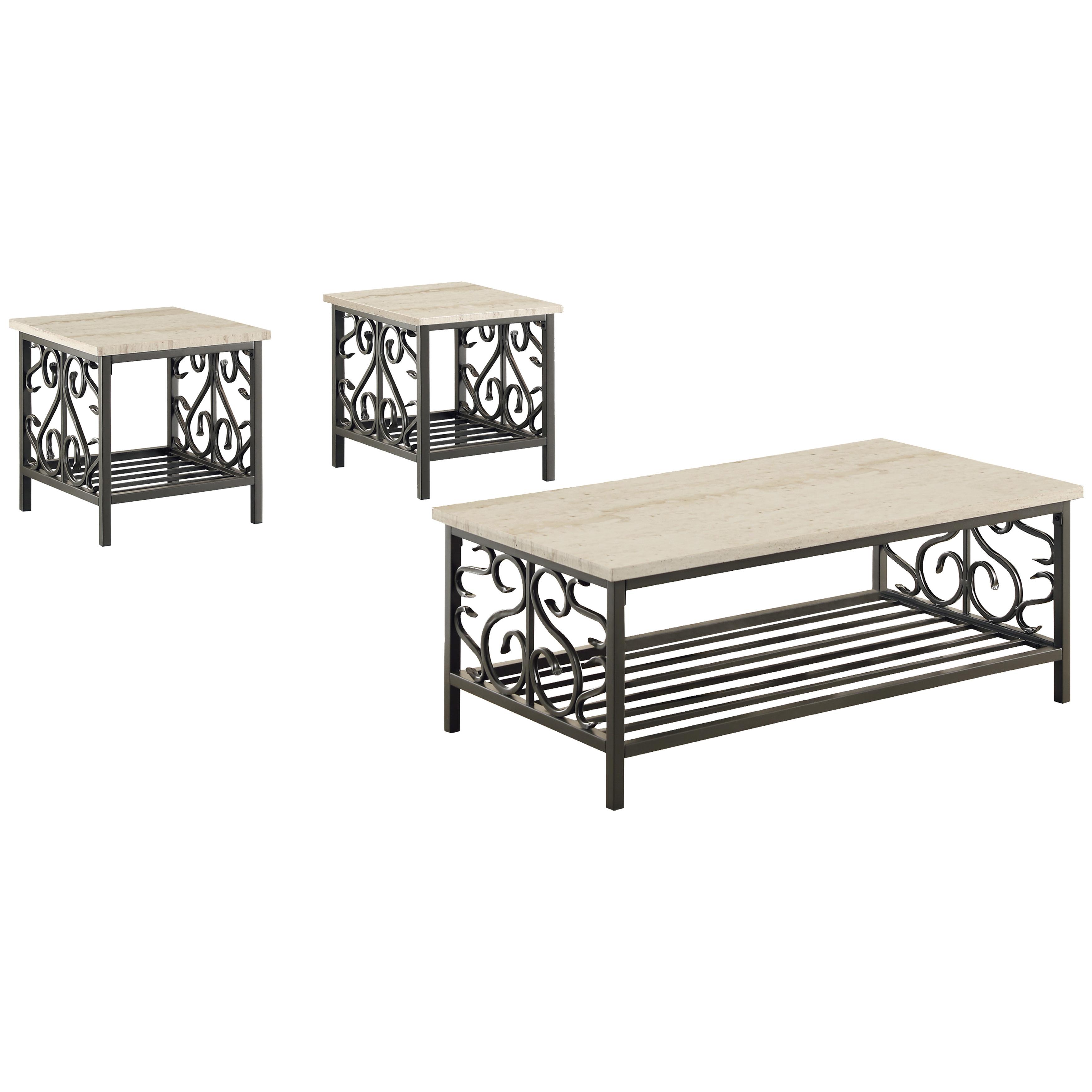 Modern, Traditional Coffee Table Set Fairhope Coffee Table Set 3PCS 3580-31 3580-31 in Gray, Black 