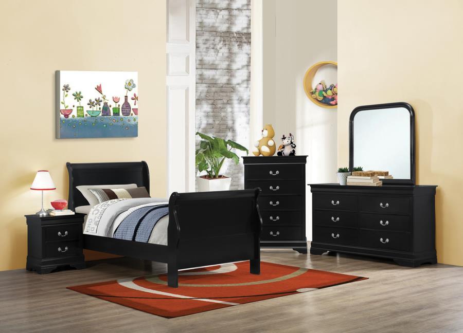 Traditional Bedroom Set 203961T-3PC Louis Philippe 203961T-3PC in Black 