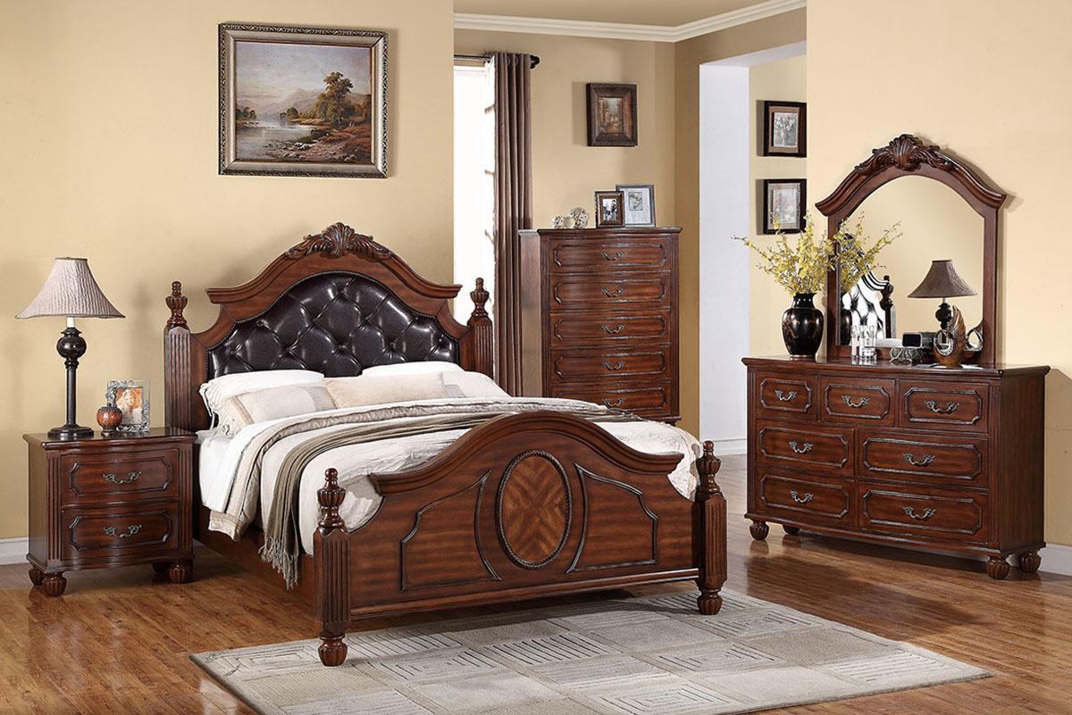 

    
Traditional Brown,Black Faux Leather King Bed F9142 Poundex

