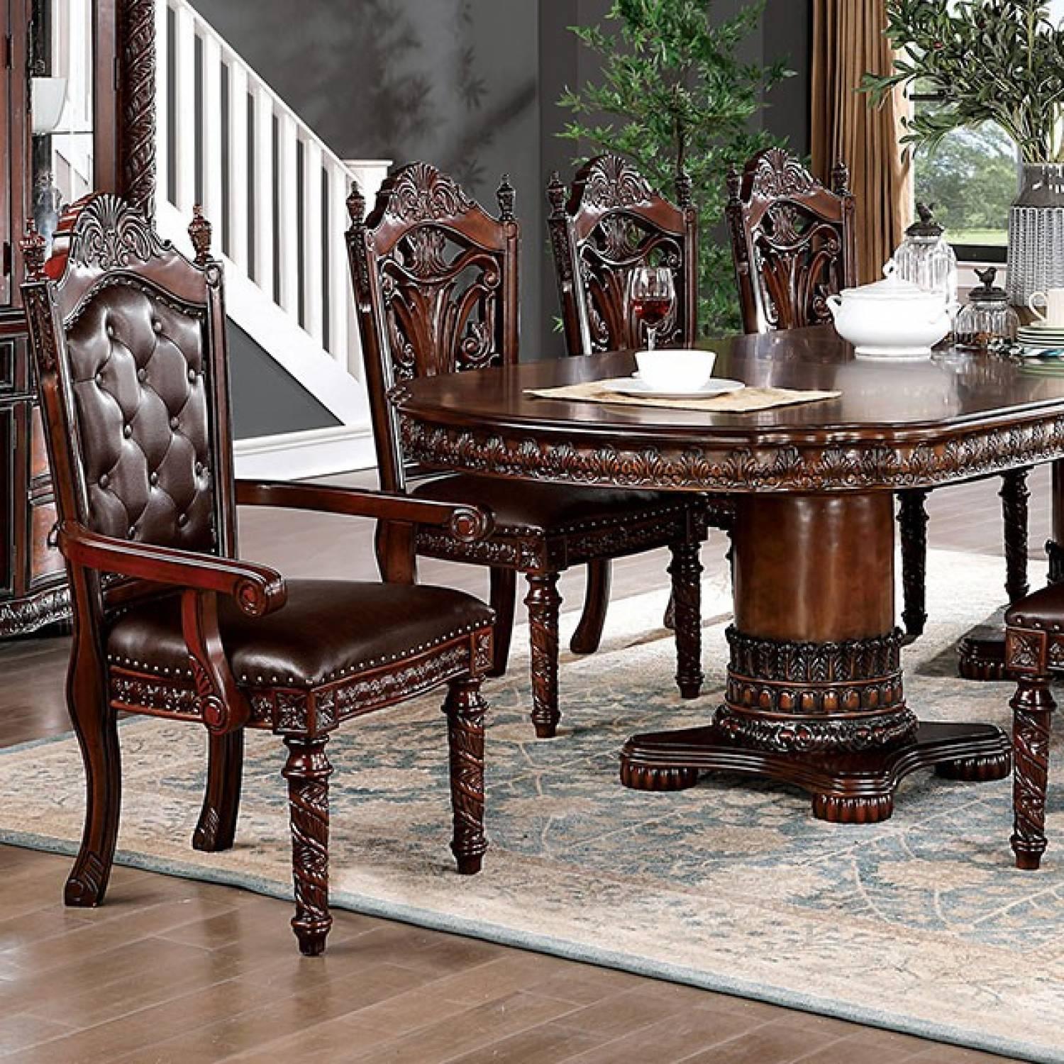 

    
Traditional Brown Cherry Solid Wood Dining Table Furniture of America CM3144T Canyonville
