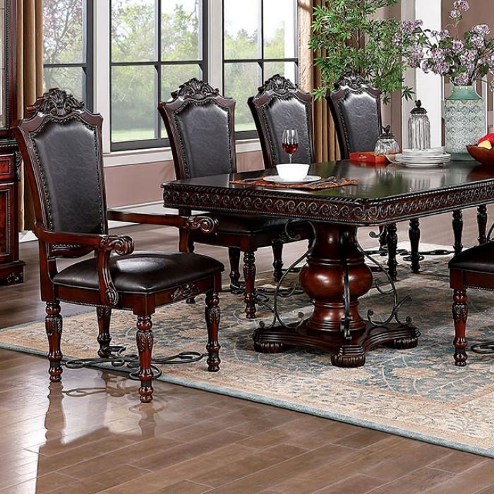 Traditional Dining Table CM3147T Picardy CM3147T in Dark Cherry 