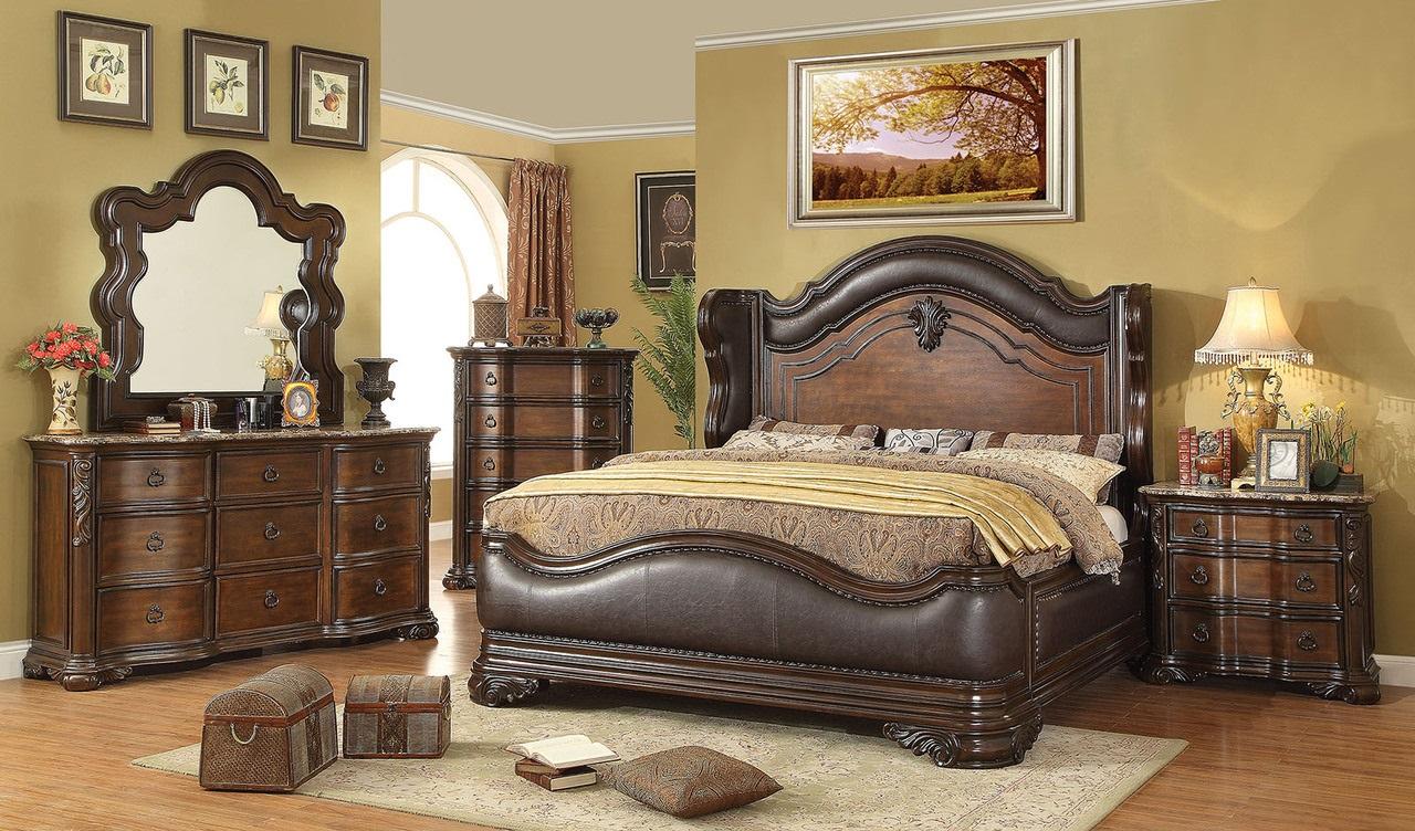 

    
Traditional Brown Cherry Solid Wood King Bedroom Set 6pcs Furniture of America CM7859 Arcturus
