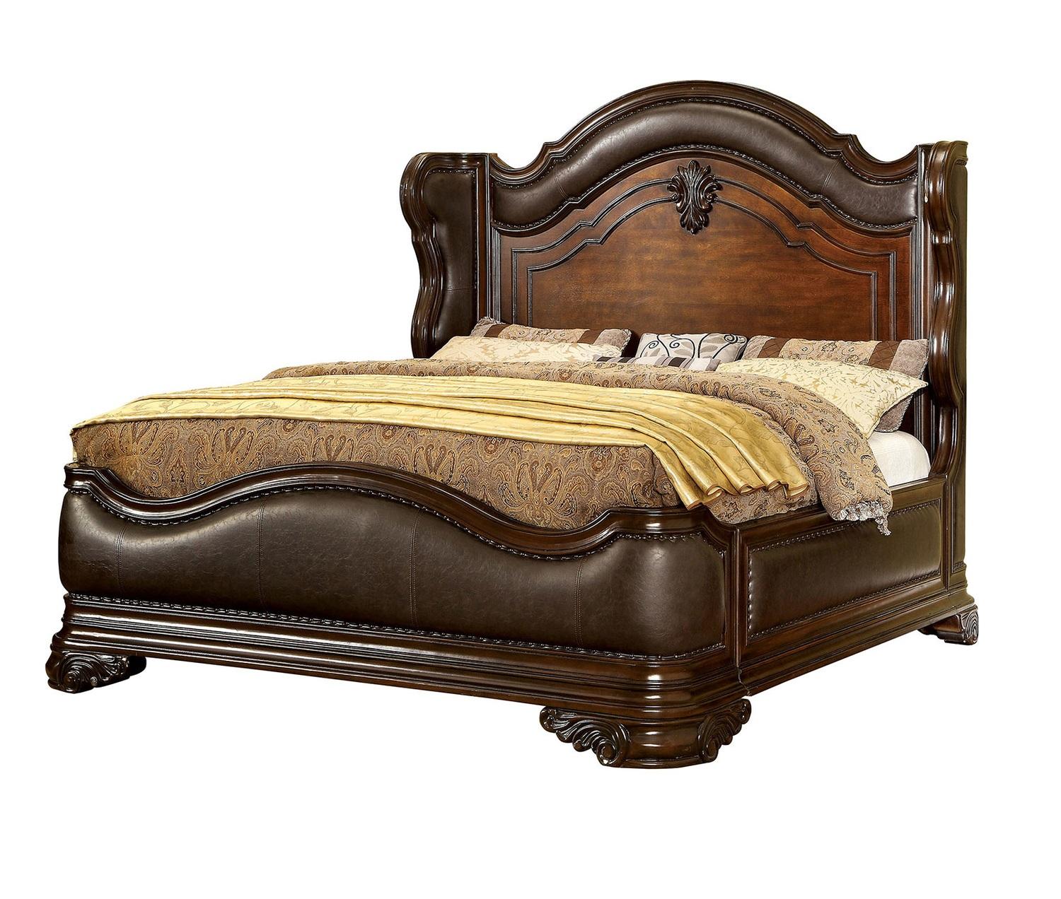

    
Traditional Brown Cherry Solid Wood Queen Bed Furniture of America CM7859 Arcturus
