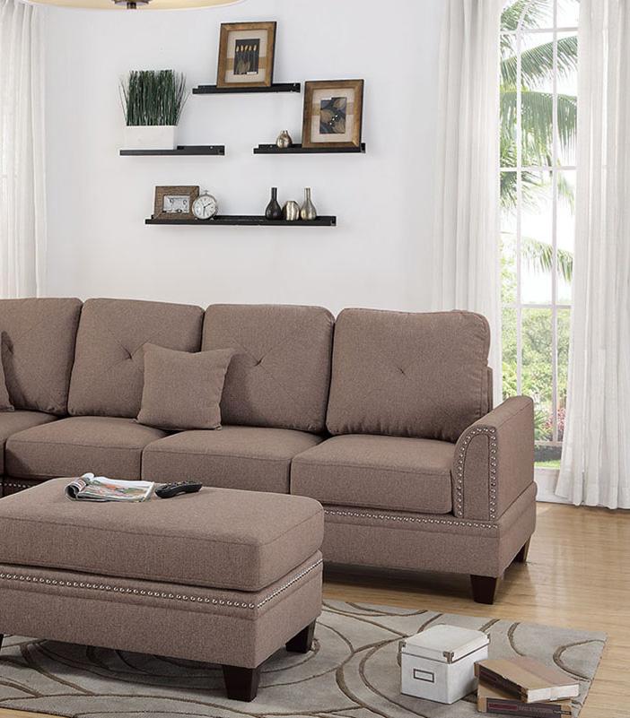 

    
Poundex Furniture F6513 Sectional Sofa Brown F6513

