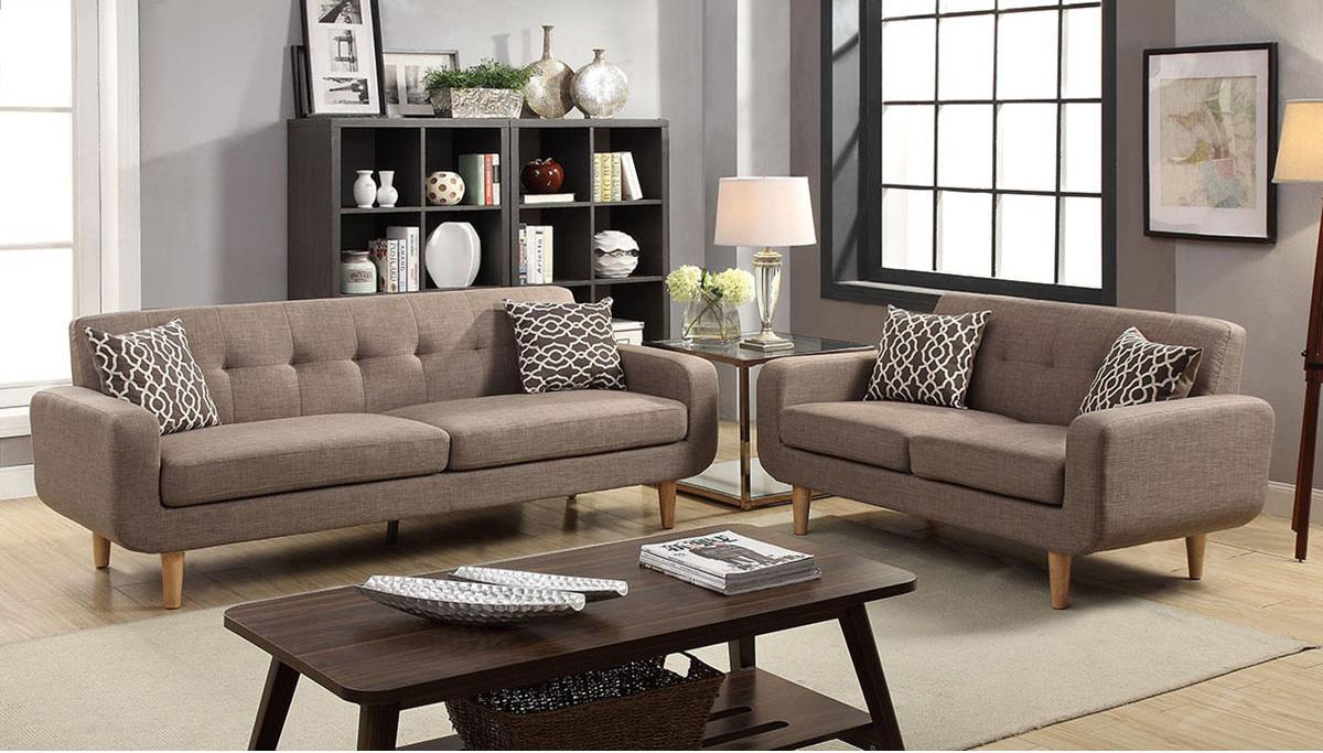 Classic, Traditional Sofa Loveseat F6525 F6525 in Brown Fabric
