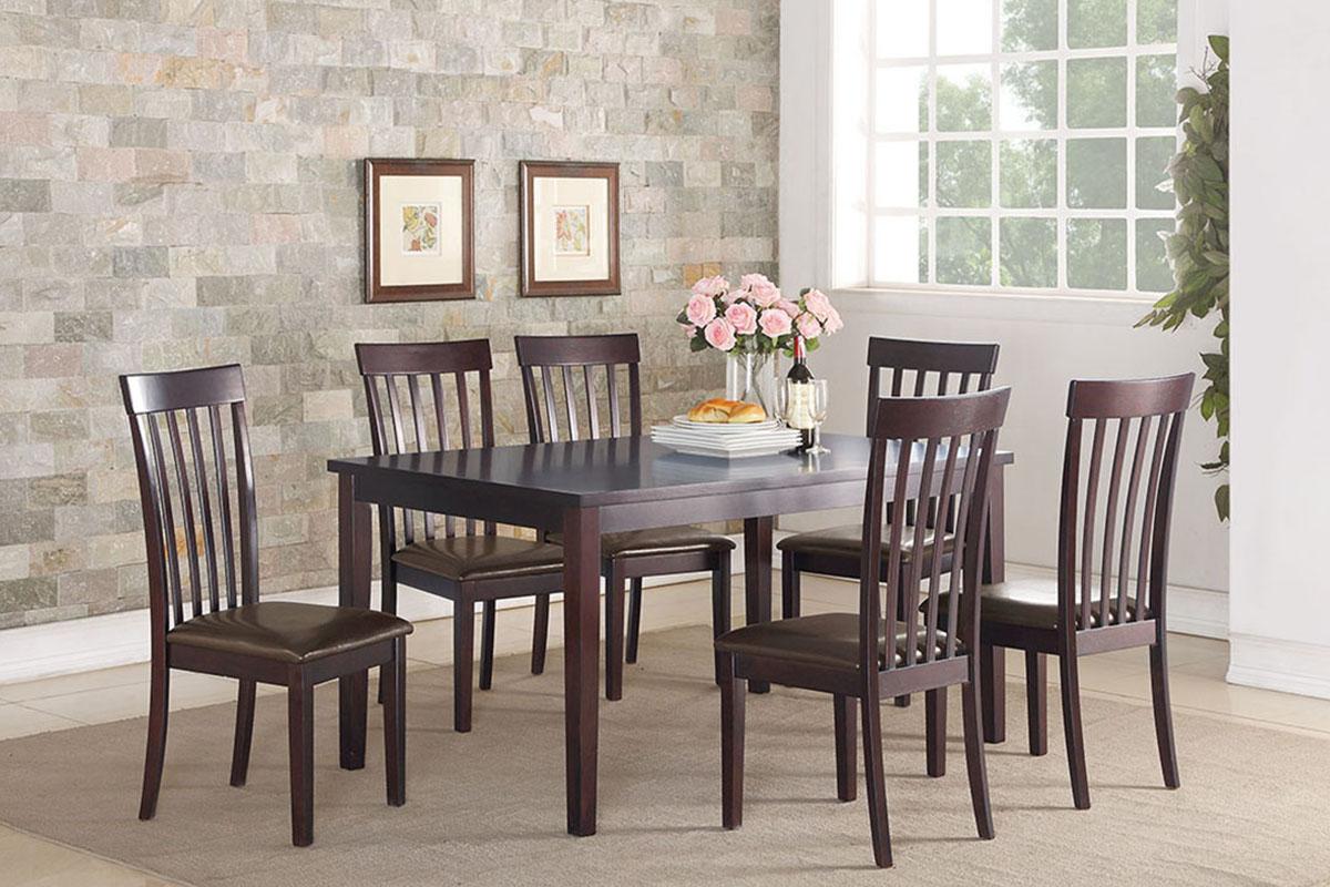 

    
Brown Wood Dining Table Set 7-Pcs F2270 Poundex Traditional
