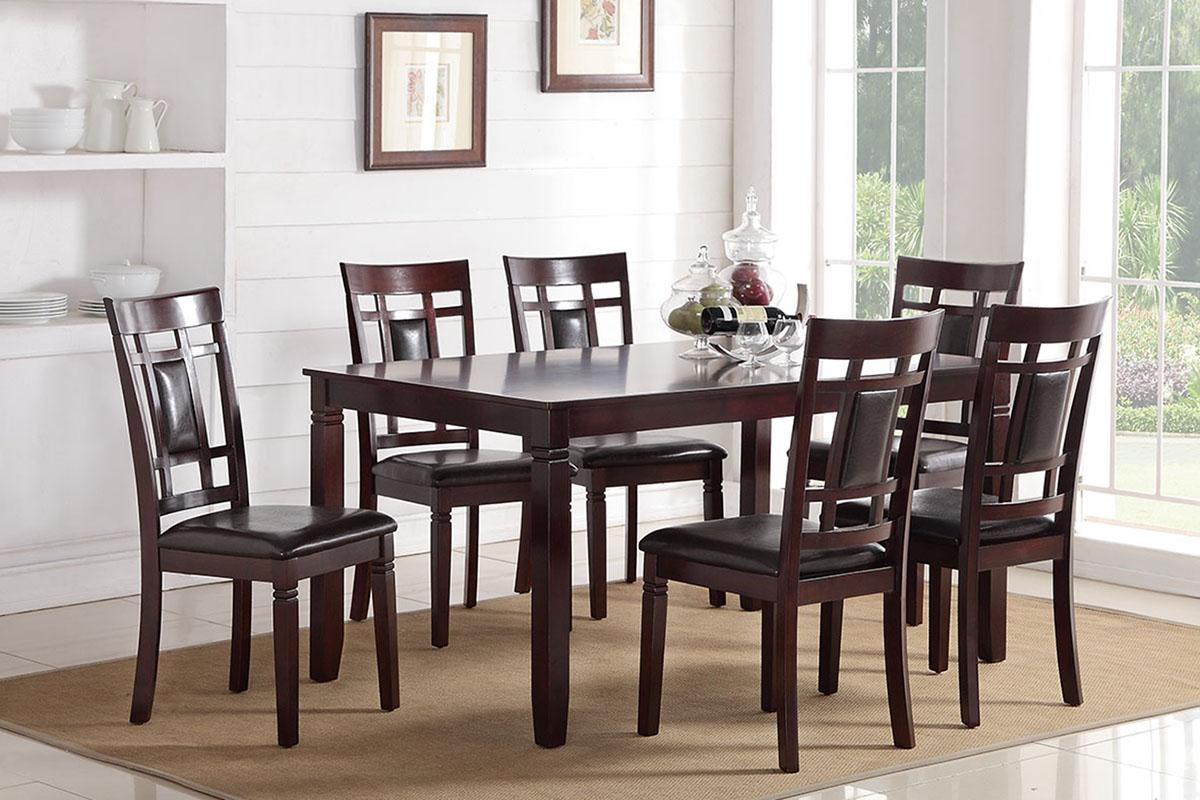 Traditional 7-Pcs Dining Set F2294 F2294 in Brown 
