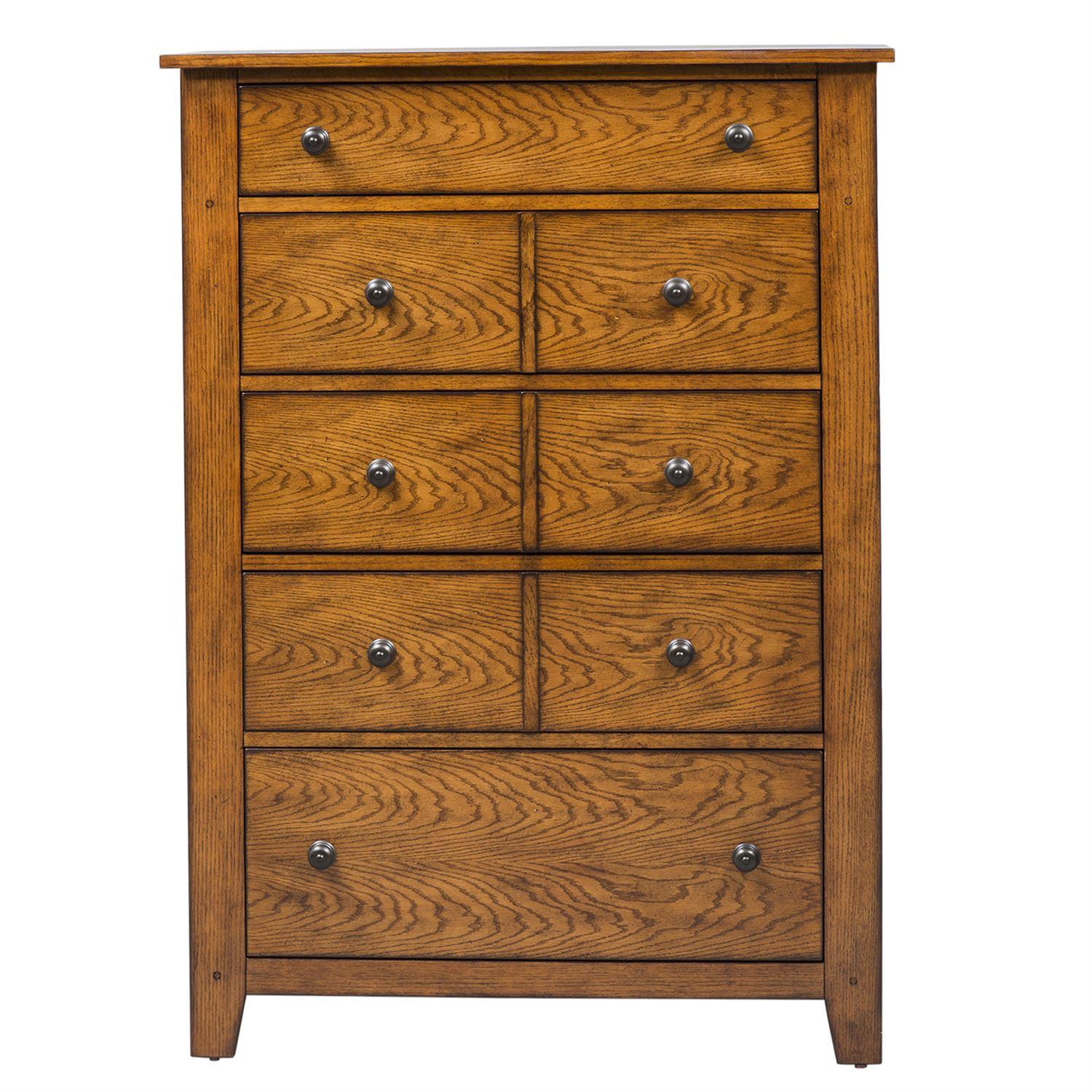 Traditional Bachelor Chest Grandpas Cabin  (175-BR) Bachelor Chest 175-BR41 in Oak, Brown Matte Lacquer