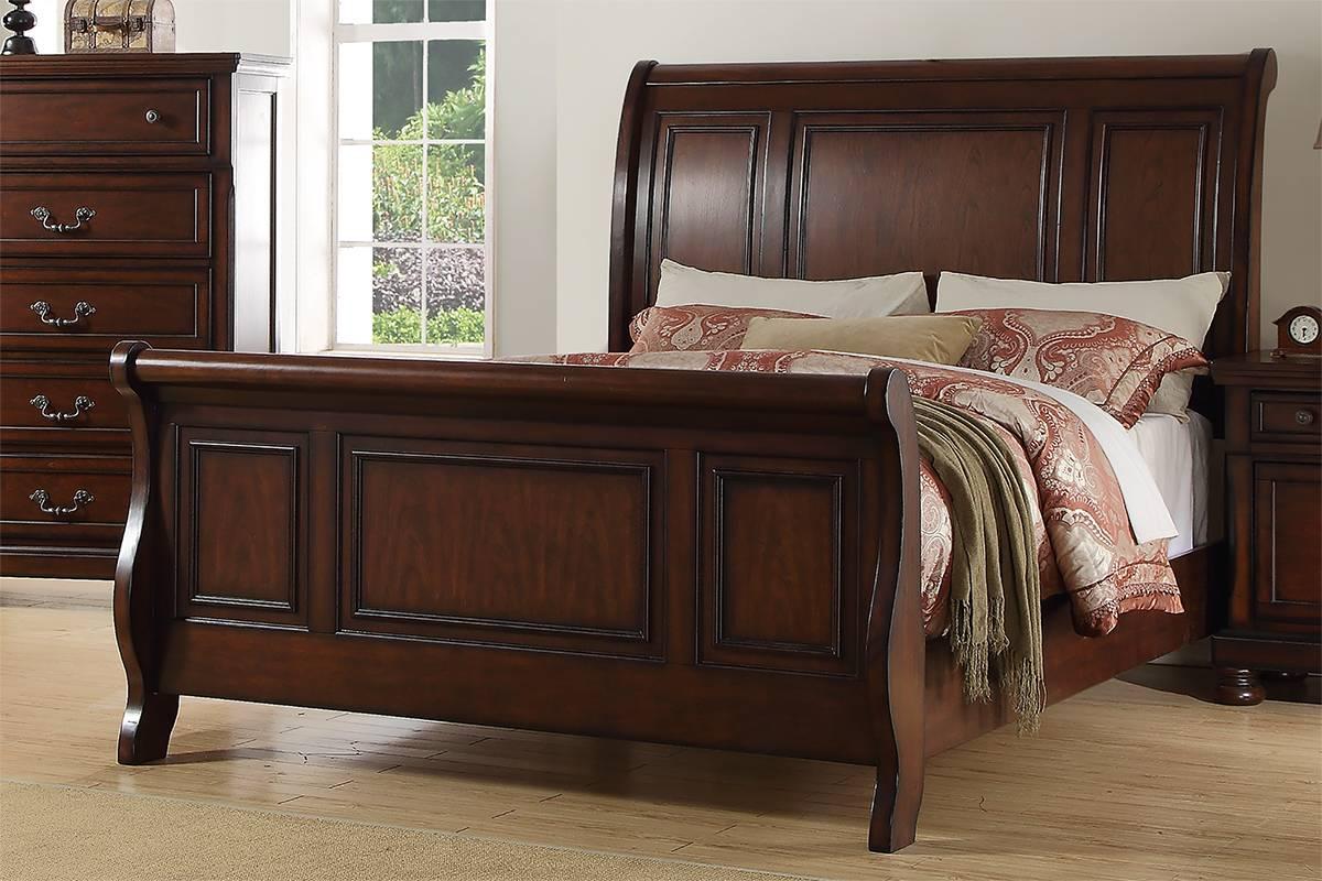 

    
Cherry Brown Wood Calif. King Bed F9289 Poundex Traditional
