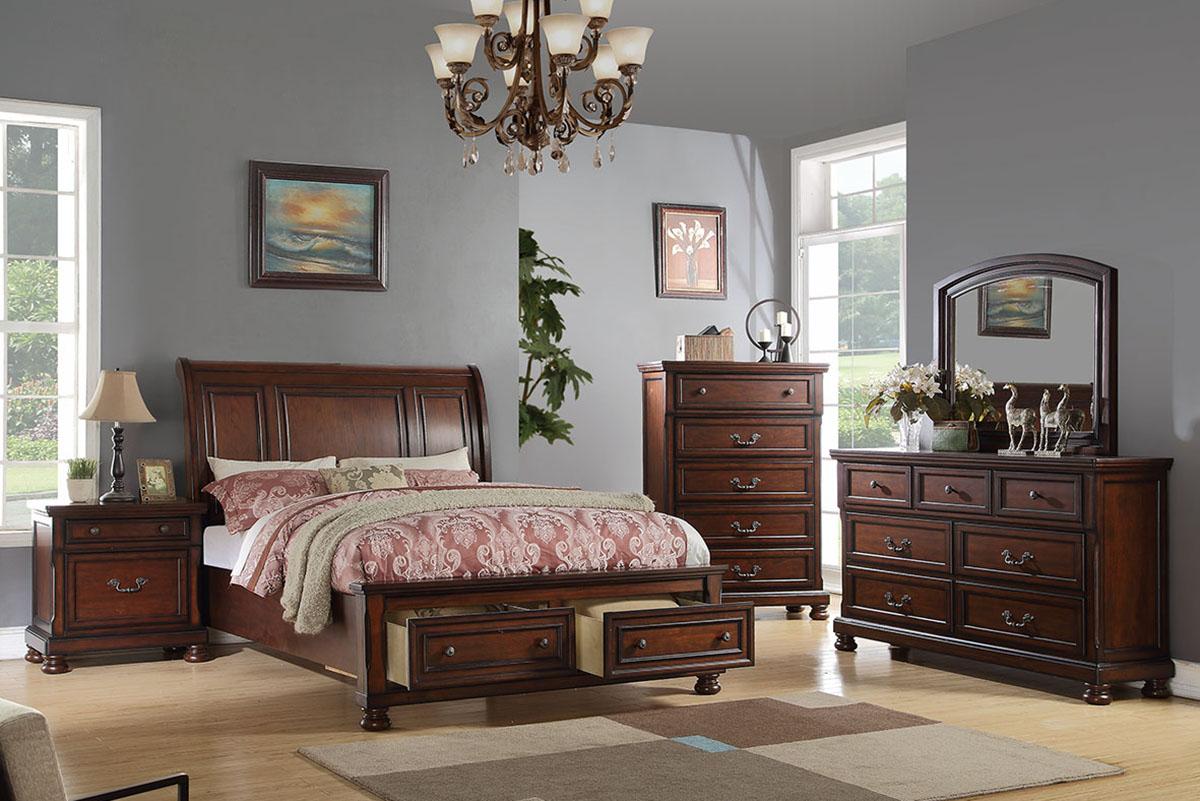 

    
Poundex Furniture F9290 Storage Bed Brown/Cherry F9290EK
