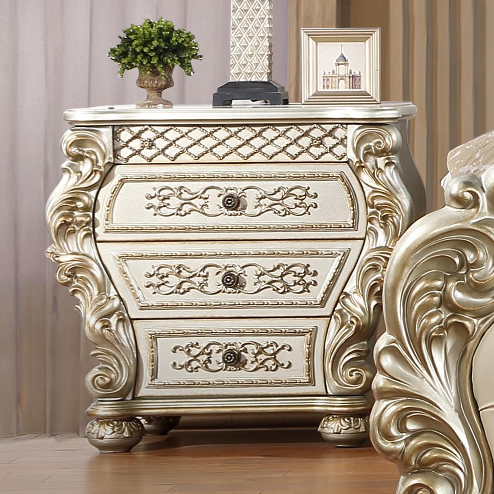 

    
Traditional Champagne Wood Nightstand Homey Design HD-8011
