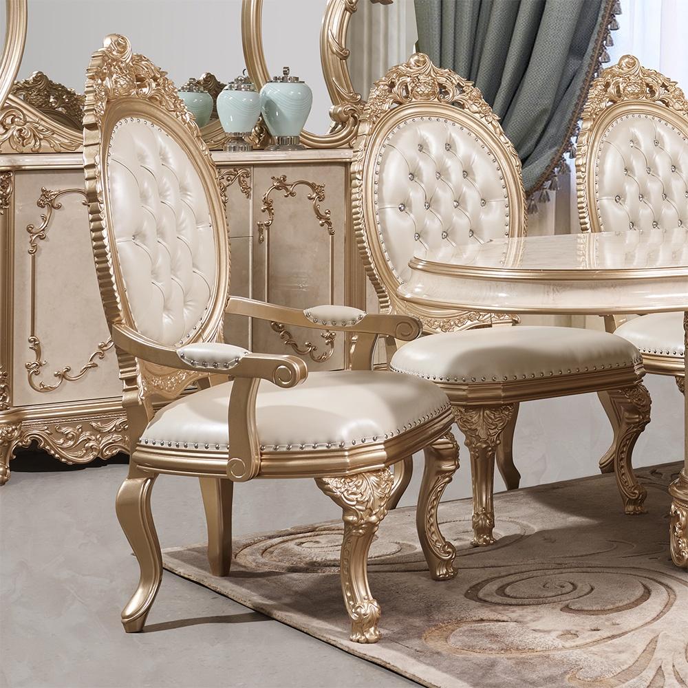 

    
Traditional Gold & White Solid Wood Arm Chairs Set 2Pcs Homey Design HD-9102-AC

