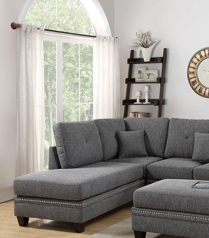 

    
Gray Fabric Upholstered 2-Pcs Sectional Sofa Set F6511 Poundex Traditional
